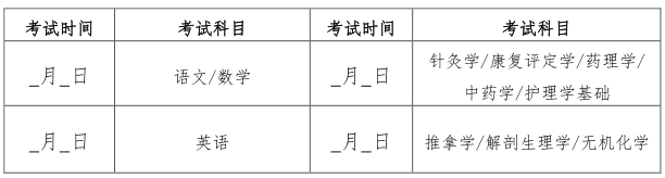 2020年安徽中医药大学普通专升本考试时间