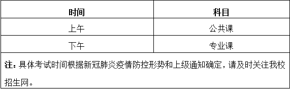 2020年宿州学院普通专升本考试时间